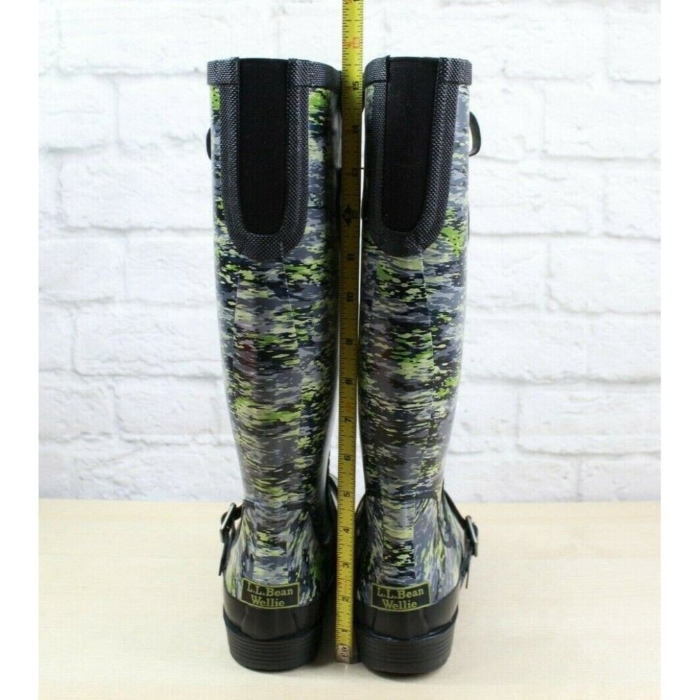 LL Bean Wellie Mariner Blue Camouflage WP Knee High Rain Boots Size 7 M - Picture 8 of 9